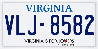 VA license plate VLJ8582