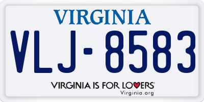 VA license plate VLJ8583