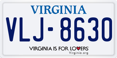 VA license plate VLJ8630