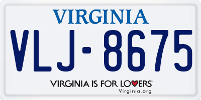 VA license plate VLJ8675