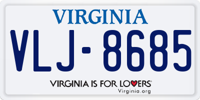 VA license plate VLJ8685