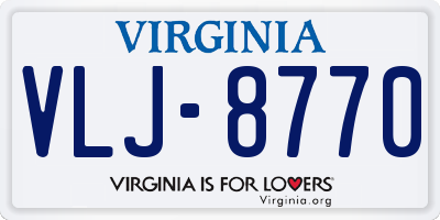 VA license plate VLJ8770