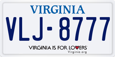 VA license plate VLJ8777