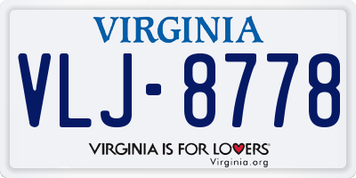 VA license plate VLJ8778