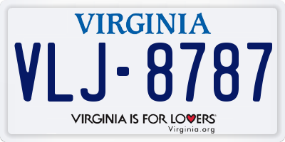 VA license plate VLJ8787