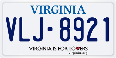 VA license plate VLJ8921