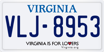 VA license plate VLJ8953