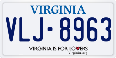 VA license plate VLJ8963