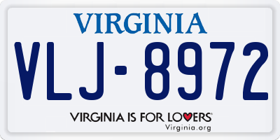 VA license plate VLJ8972