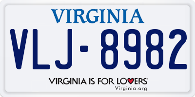 VA license plate VLJ8982