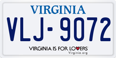 VA license plate VLJ9072