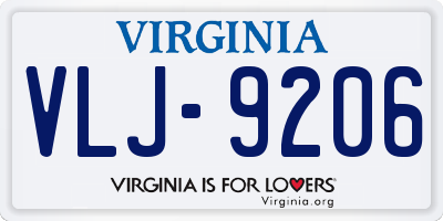 VA license plate VLJ9206