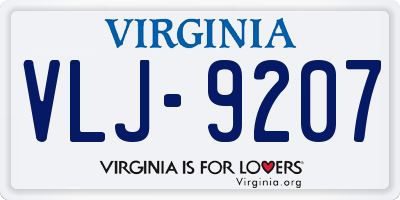 VA license plate VLJ9207