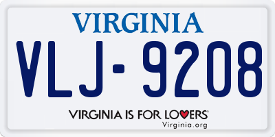 VA license plate VLJ9208