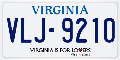 VA license plate VLJ9210