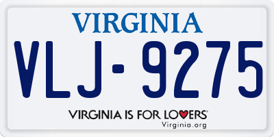 VA license plate VLJ9275