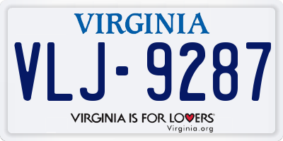 VA license plate VLJ9287