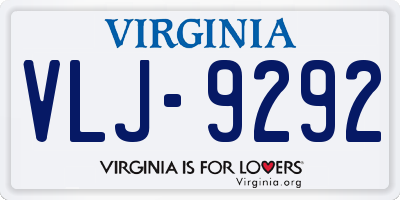 VA license plate VLJ9292