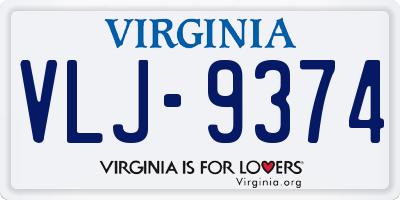 VA license plate VLJ9374