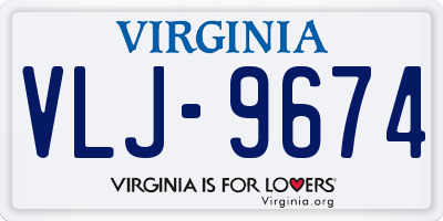 VA license plate VLJ9674