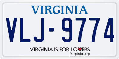 VA license plate VLJ9774