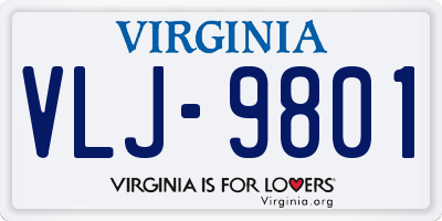 VA license plate VLJ9801