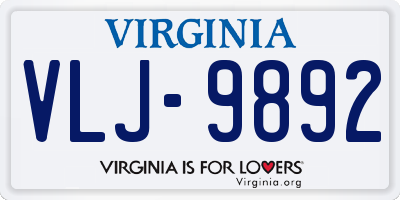 VA license plate VLJ9892