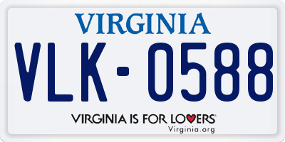 VA license plate VLK0588