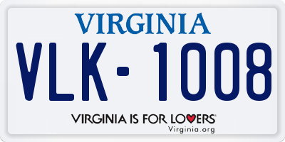 VA license plate VLK1008