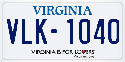 VA license plate VLK1040