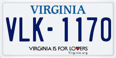 VA license plate VLK1170