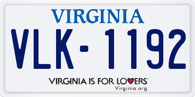 VA license plate VLK1192