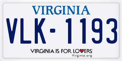 VA license plate VLK1193