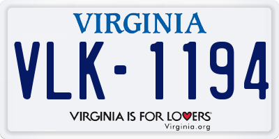 VA license plate VLK1194