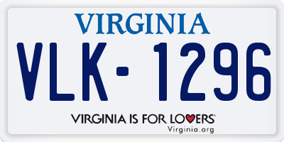 VA license plate VLK1296