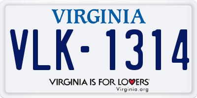 VA license plate VLK1314