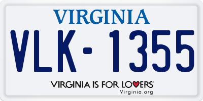 VA license plate VLK1355