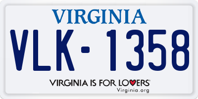 VA license plate VLK1358