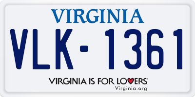 VA license plate VLK1361