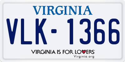 VA license plate VLK1366