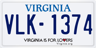 VA license plate VLK1374