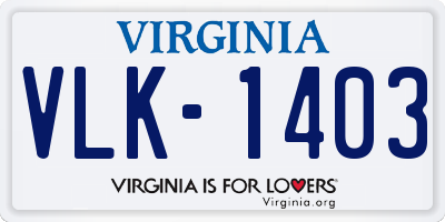 VA license plate VLK1403