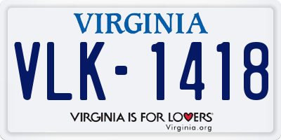 VA license plate VLK1418