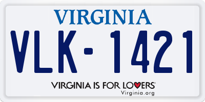 VA license plate VLK1421