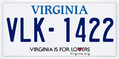 VA license plate VLK1422