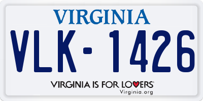 VA license plate VLK1426