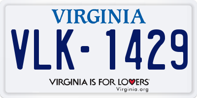 VA license plate VLK1429