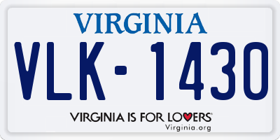 VA license plate VLK1430