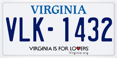 VA license plate VLK1432