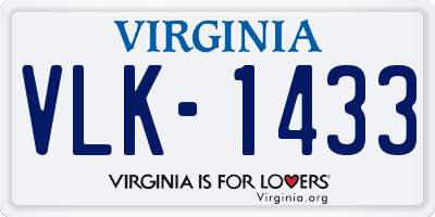 VA license plate VLK1433